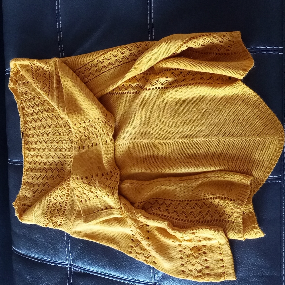 Golden yellow wool-blend knit sweater